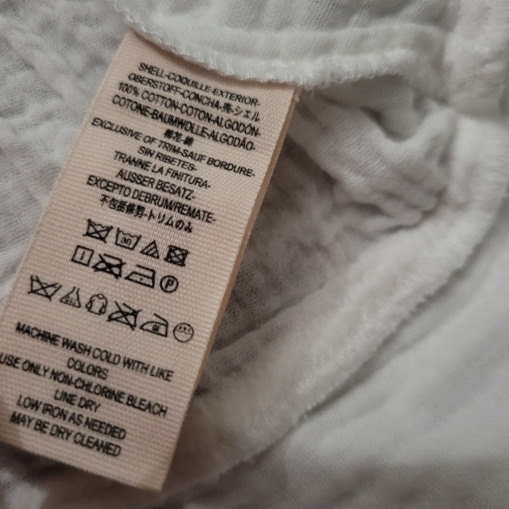 Free People Sun Streaks Tie Front Top Gauzy Button Up Tie Hem White Size Small - Picture 7 of 14